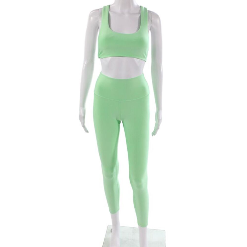 Alo Womens Athleisure Outfit Set Sleeveless Scoop Neck Pullover Green Size S